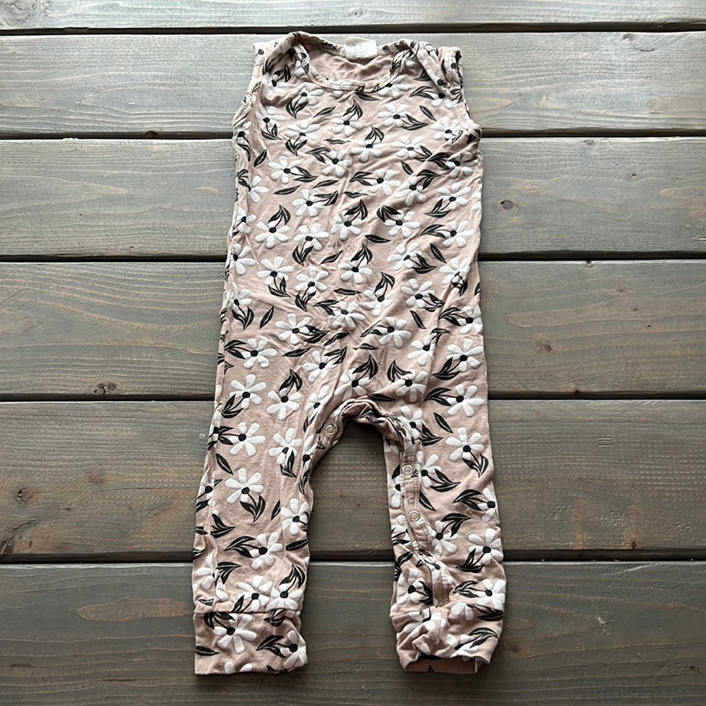 Kids Floral Sleeveless Romper - Pink